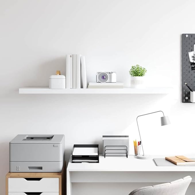 Floating Wall Shelf for Living Room, White Modern Invisible Mount Display Rack, 47.2 Inch Long Honeycomb MDF Storage Shelf for Books, Awards, Decor, Holds 22 lbs