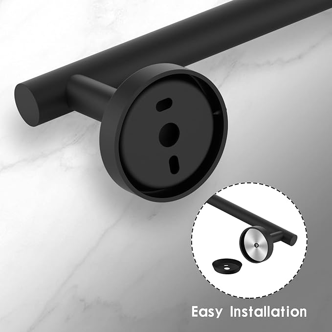 Newfun 16 Inch Matte Black Bathroom Towel Bar, 2Pcs Towel Racks for Bathroom Rod Classic SUS304 Stainless Steel Bathroom Towel Holder Wall Mounted