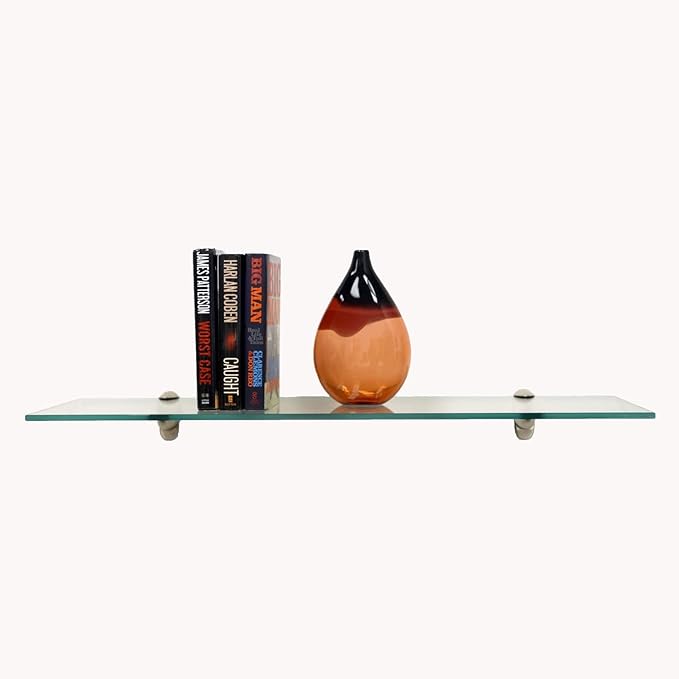 Spancraft 8" X 42" Glass Shelf - Brushed Steel Finish