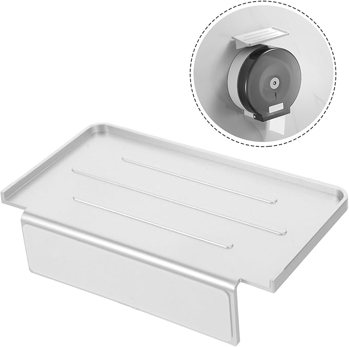 Hemobllo Shower Phone Holder Wall-mounted Bathroom Storage Rack No Drilling Needed Elegant and Practical Bathroom Shelf