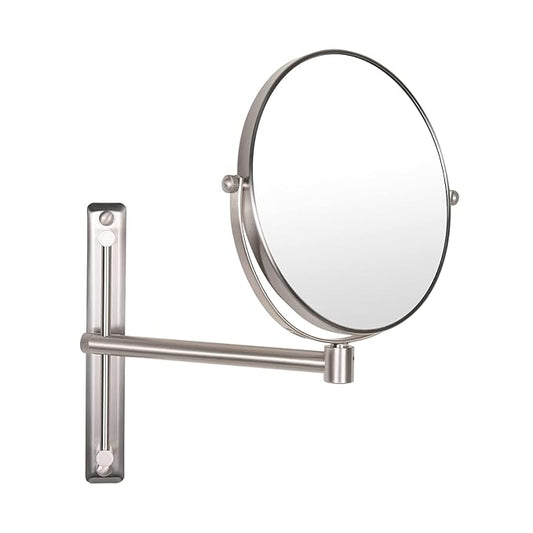 Nicesail 8 Inch Double-Side Shower Shaving Mirror with 5X Magnification Brush Nickel Mirror Magnified 5X Mirror for Wall Bathroom Mirror