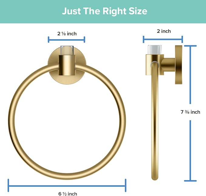 Gatco 5732 Clarion Towel Ring | Wall Mount Bathroom Hand Towel Holder, Modern Bathroom Accessory | Crystal-Clear Acrylic & Brushed Brass Finish