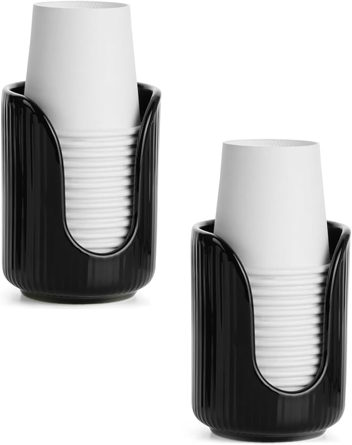 ABRUTY Bathroom Cup Dispenser, 3oz-4oz Ceramic Paper Cup Holder, Small Countertop Mouthwash Dixie Cups Accessories, for Vanity Countertops, Bathroom, Kitchen, and Dining Room