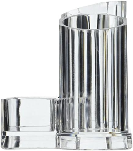 Clear Acrylic Makeup Brush and Cosmetic Holder with 3 Compartments B11704 (LS01466)