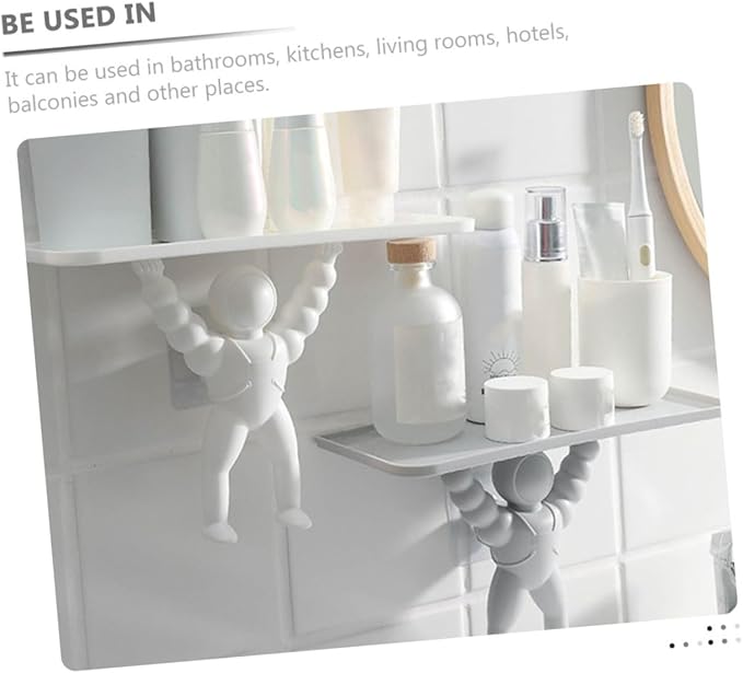 PRETYZOOM 2pcs Spaceman Wall Hanging Shelf Bathroom Decor Rack Modern Wall-Mounted Storage for Toiletries