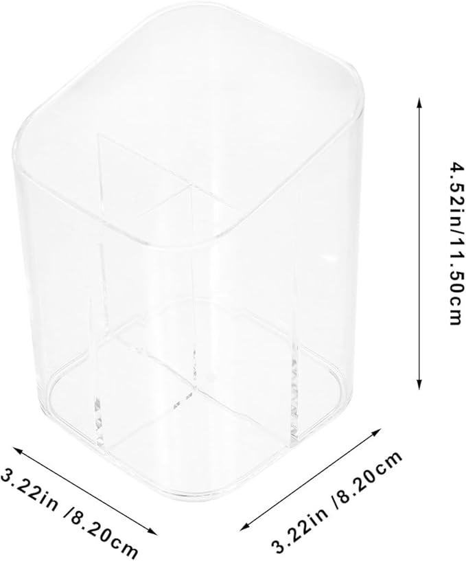 Amosfun 3 Slots Makeup Brush Organizer Acrylic Pencil Pen Holder for Desk Home Office Countertop Supply 2 Pack