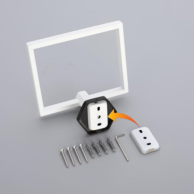 GERZWY Modern Towel Holder Modern Style White & Black Stainless Steel Towel Hanger Towel Ring for Bathroom Wall Mount
