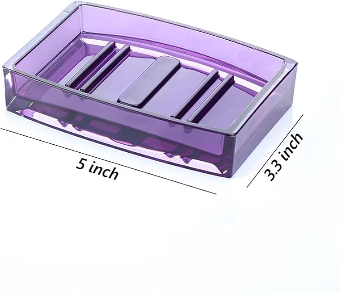 4pcs Purple Bathroom Accessories Set, Includes Soap Dispenser, Toothbrush Holder, Soap Dish and Tumbler