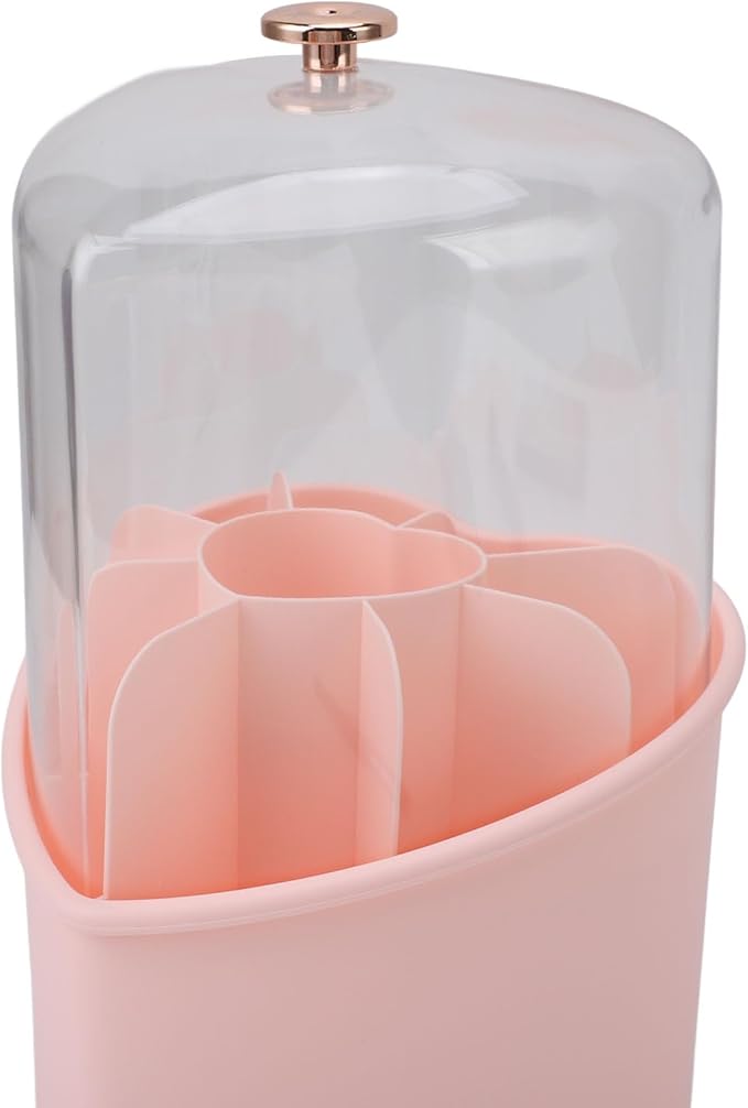 Heart Shape Makeup Brushes Storage Large Capacity Organizer with 360 Degree Rotation, Exquisite Design,Makeup Brushes and Holder for Home Office Travel (Pink Case)