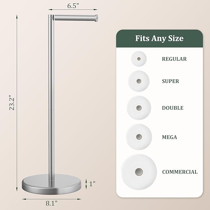Brushed Nickel Toilet Paper Holder Stand, Freestanding Toilet Paper Holder for Bathroom, 304 Stainless Steel Rustproof Tissue Roll Holder Storage for 4 Rolls(Fits All Rolls)