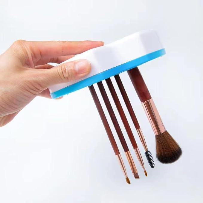 GOLDEN STRAWBERRY 2 PCS Silicone Makeup Brush Holder Cosmetic Storage Box Multipurpose Painting Pen Stand Holder (Blue)