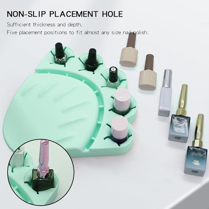 Anti Spill Free Tilt Nail Polish Bottle Holder, Home Fingernail Polish Stand Arm Rest Pad,Art Tool Nail Paint Tech Mat Polish Bottle Organizer Manicure Accessories