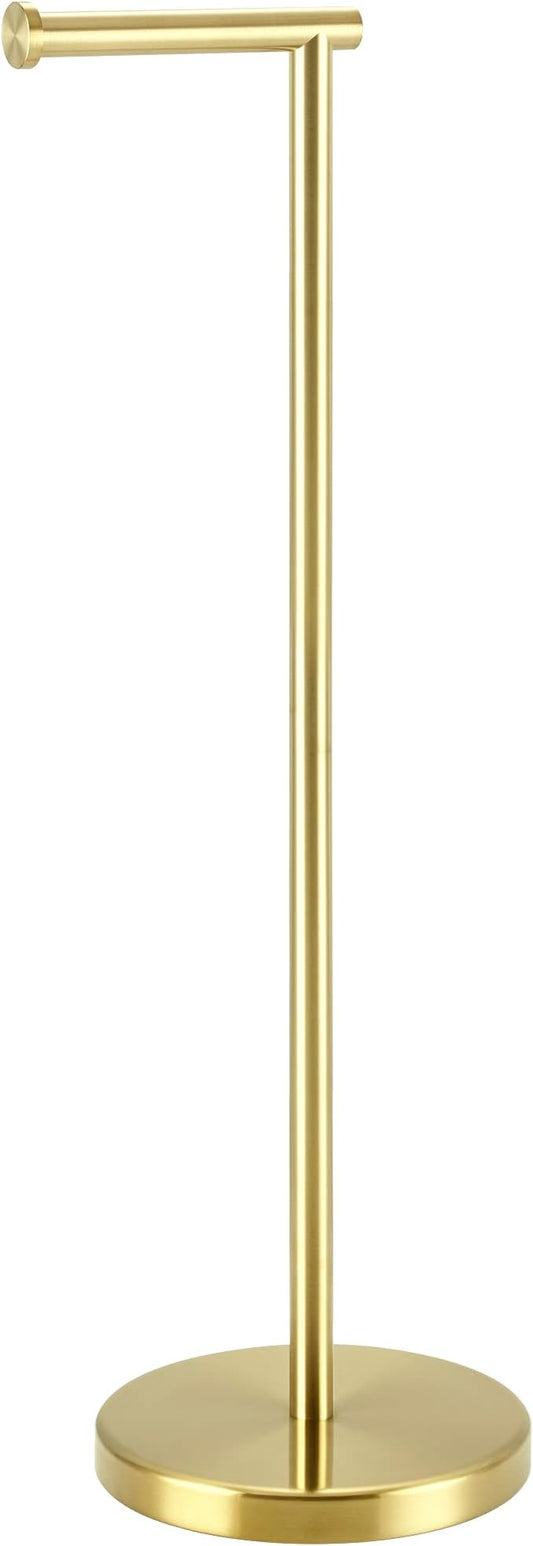 KES Gold Toilet Paper Holder Stand 26" H (Taller Version), Free Standing Toilet Paper Roll Holder with Weighted Base for Bathroom, Rustproof SUS304 Stainless Steel Brushed Gold, BPH283S66-BZ