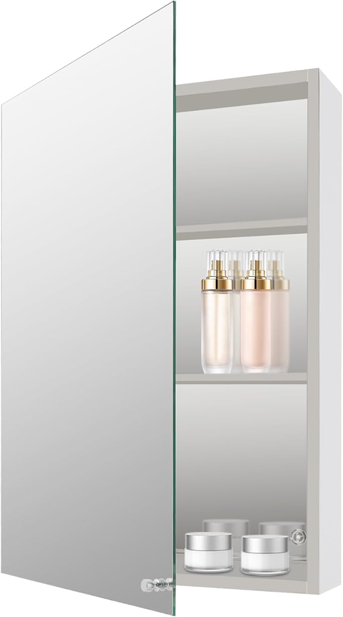 3 Tier Stainless Steel Storage Shelf, Wall Mounted Storage Rack, Bathroom Storage Cabinet with Half Cut Shelves for Home, Office or First Aid, 45 * 12.5 * 65cm