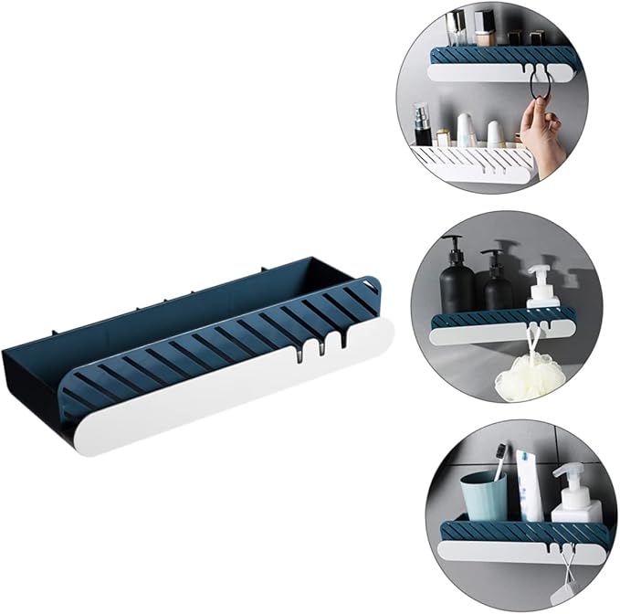 POPETPOP Toilet Bathroom Organizer Wall-Mounted Storage Rack Adhesive Shelf for Toiletries Small Space Storage