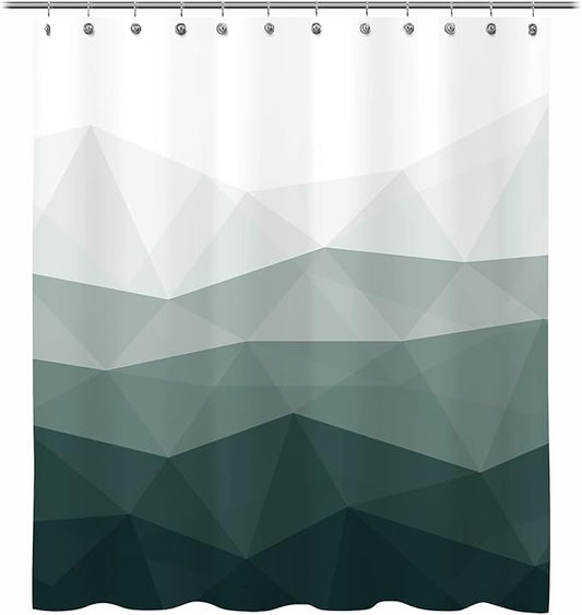 Sunlit Designer Extra Long Shower Curtain, Popular Shower Curtain, Ombre Dark Green Fabric Shower Curtains for Bathroom Decor, Contemporary Bathroom Curtains