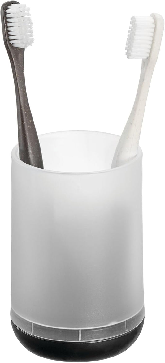 iDesign Toothbrush Holder with 3 Divided Sections for Bathroom or Vanity - Frost/Matte Black