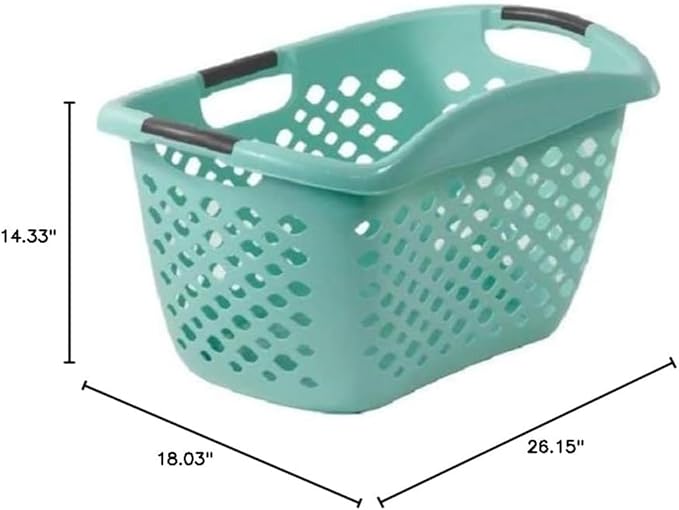 1.8 Bushel Laundry Basket, Portable Plastic Clothes Organizer with Built-In Handles, Ventilation Holes, Large Capacity Laundry Basket for Closet Dorm Laundry Room Bedroom (Teal)