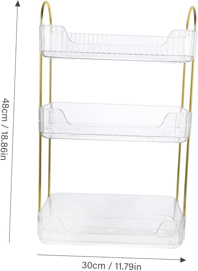 OUNONA Tiered Bathroom Organizer Storage Rack for Toiletries Makeup and Kitchen Spices Space-Saving Countertop Shelf for Bathroom and Vanity Use