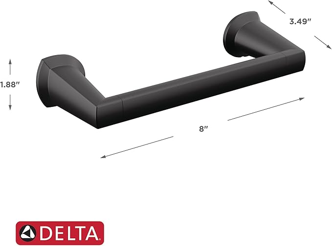 Delta Galeon (1-Pack) 8'' Towel Rack for Bathroom Matte Black Towel Bar for Bathroom Wall Hand Towel Holder Rod Wall Mounted Kitchen Towel Holder 77208-BL