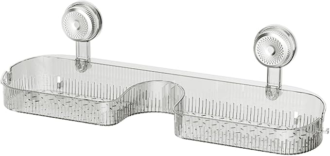 Suction Bathroom Shelf with Drain Holes Space Efficient Storage for Toiletries Cosmetics Laundry Room Supplies Multipurpose Suction Shelf