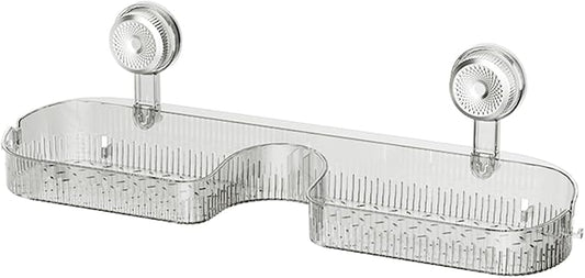 Removable Bathroom Storage Rack Suction Rack for Shampoo Bottles Kitchen Stand with Drain Holes Non-Slip Stand Rent-Friendly Bathroom Shelf
