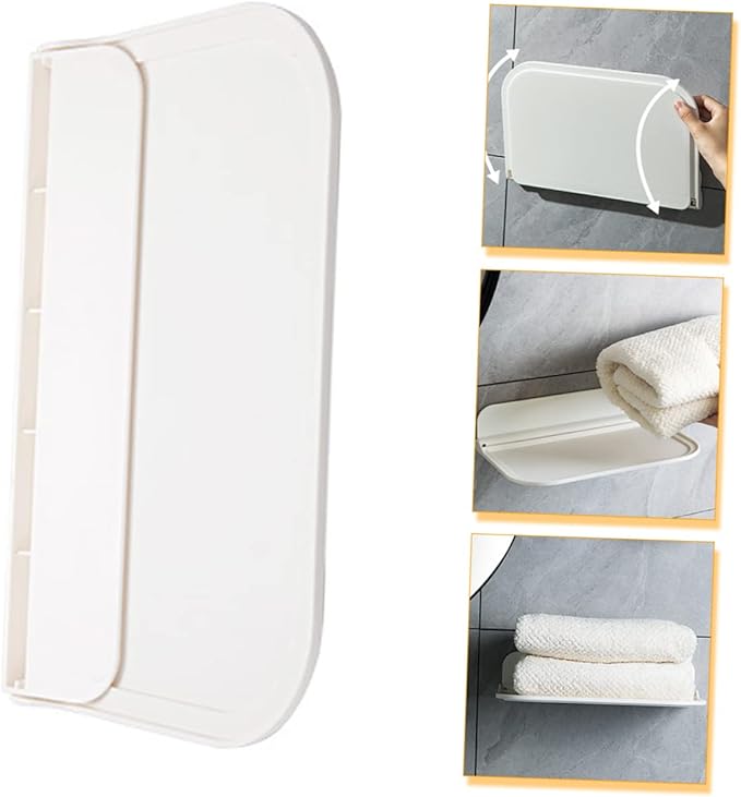 OUNONA Foldable Wall Shelf Bathroom Floating Storage Rack with Strong Load Capacity for Towels Toothbrushes and Sundries Space Saving Wall Mounted Organizer