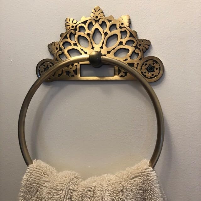 Victorian Towel Ring Solid Brass | Antique 6 inches | Hand Towel Hanger | Round Towel Holder for Bathroom, Toilet,Kitchen Accessories Handmade | Wall Mounted | Napkin Holder