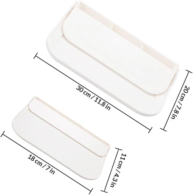 VICASKY 2pcs Adhesive Foldable Wall Mounted Bathroom Shelves Floating Soap Dish Storage Rack Small Large Space-Saving Organizer for Towels and Toiletries