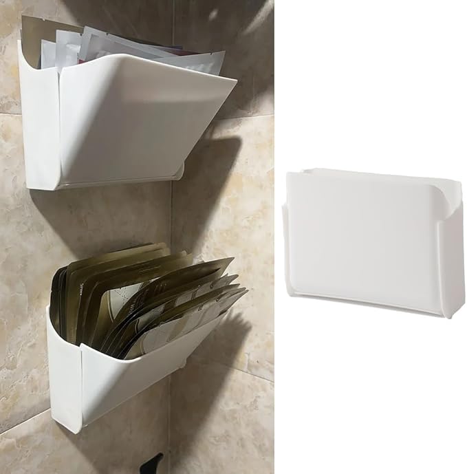 Facial Mask Holder Wall Mount Self-Adhesive Collagen Face Masks Storage Box Organizer Case Dispenser for Collagen Daily Mask Sheets Skincare Real Deep Overnight Hydrogel Mask