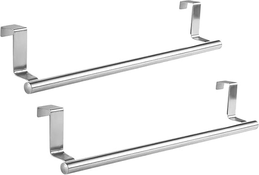 2Pack 9Inch Stainless Steel Over Cabinet Door Towel Bar Holders(Silver)