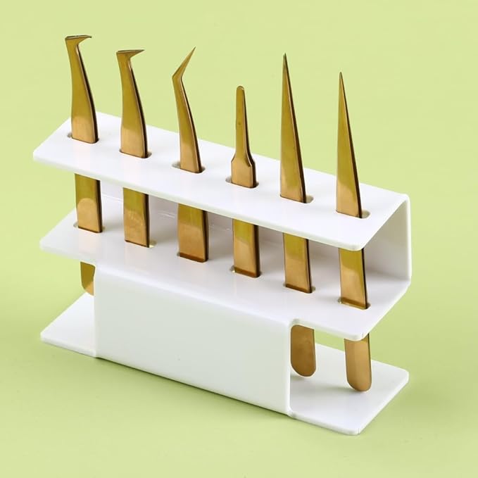 Acrylic Tweezers Holder, 6 Holes Tweezers Stand Display Organizer for Eyelash Extension Supplies Accessories Grafting Beauty Tools (6 Holes White)