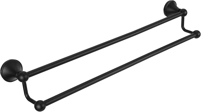 #304 Stainless Steel Double Towel Bar,Optional Different Length Installation (Matt Black - 24 inches, Double Towel bar)