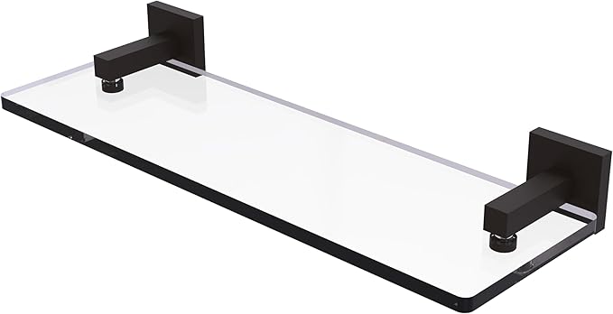 Allied Brass MT-1-16-ORB Montero Collection 16 Inch Glass Vanity Beveled Edges Shelf, Oil Rubbed Bronze