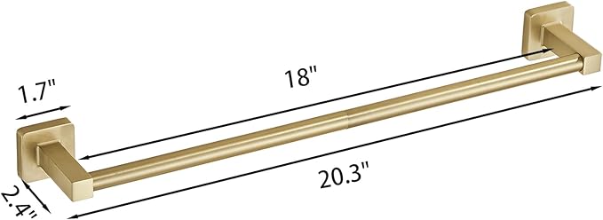 Wall Mounted Towel Rack for Bathroom, 18 Inch Brushed Light Gold Towel Bar with Stainless Rack and Hand Towel Holder, Bathroom Towel Racks and Shower Towel Rack (Gold, 20 Inch)