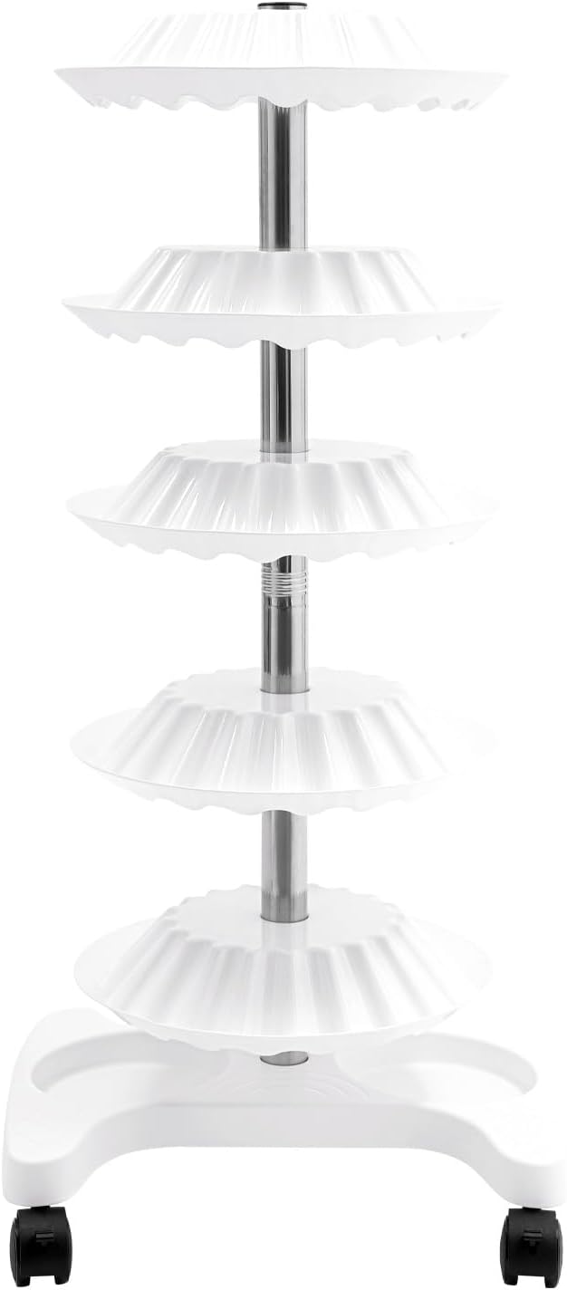 Nail Polish Trolley Organizer, 5 Tiers 360° Rotating Tray Nail Polish Spinning Rack Display Stand with Wheels, Display Rolling Cart for Spa Home Use