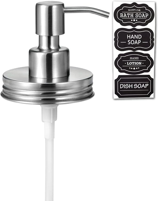 Amolliar Mason Jar Liquid Soap Dispenser Pump, Rustproof Stainless Steel Lid, Cute Farmhouse Decor for Kitchen, Bathroom, Refill Soap Pump for Hand Soap, Dish Soap, Lotion Soap, Brushed Nickel 1 Pack