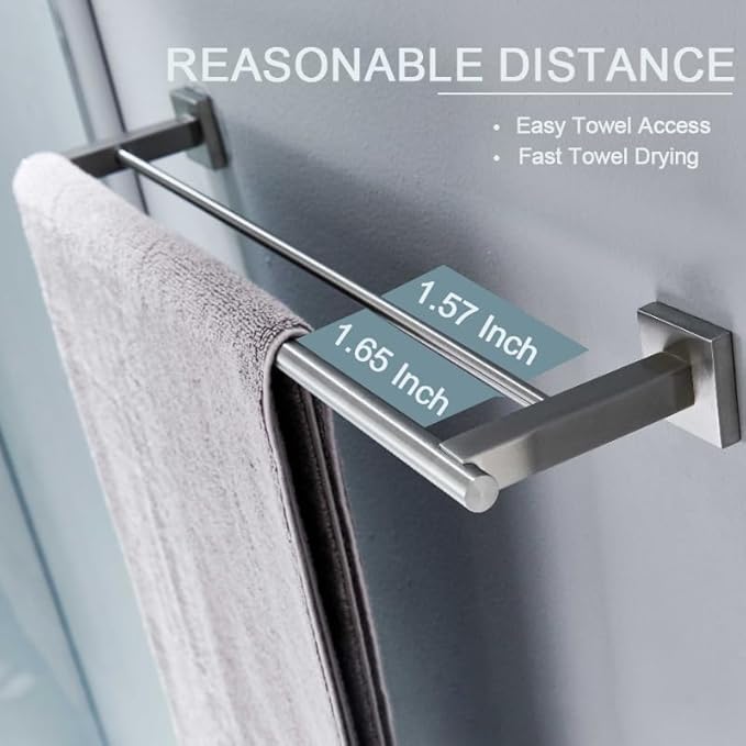 SEIDO 36 Inch Double Towel Bar, SUS 304 Stainless Steel Rustproof Towel Rack Wall Mounted, Heavy Duty Square Base Double Towel Holder for Bathroom, Kitchen, RV (Brushed Nickel)