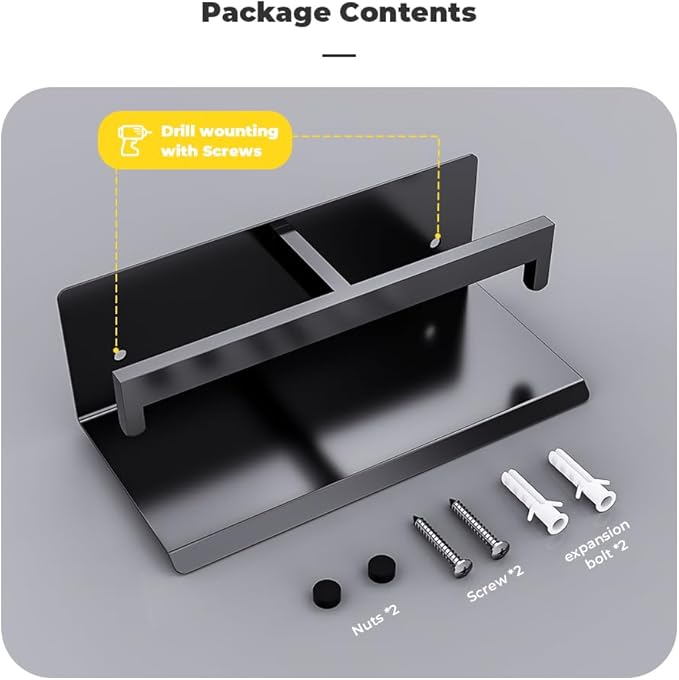 Double Toilet Paper Holder with Shelf, FreshGlow Tissue Holder Matte Black, Wall Mount Commercial Toilet Paper Dispenser Phone Shelf Stainless Steel, Tissue Roll for Bathroom