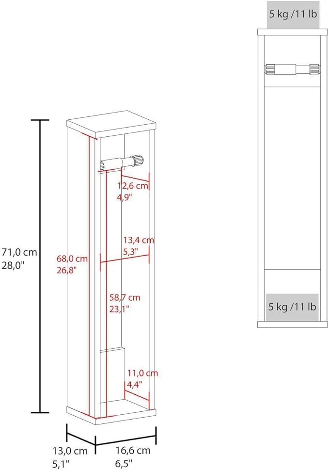 HomeStock Bathroom Shelf - 28" Tall 2-Tier White Storage Organizer
