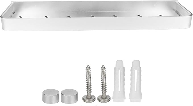 Compatibility for Space Aluminium Bathroom, Shelf Wall Mount Single Layer Shampoo Storage Rack(with Hooks带钩子)