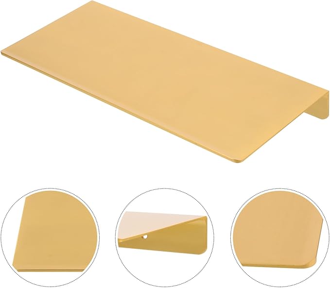 Homoyoyo Punch-Free Wall Mounted Shelf 30cm Brushed Gold Aluminum Floating Utility Shelf for Bathroom Storage Adhesive Display Rack for Home Organization