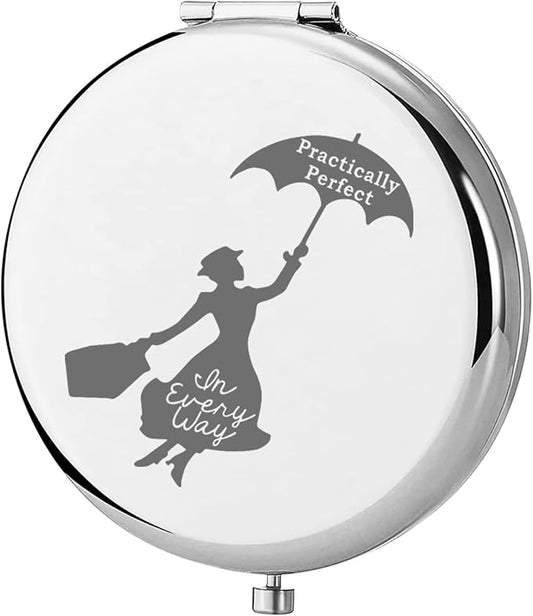 KEYCHIN Mary Qoute Pocket Mirror Mary Fans Gift Practically Perfect in Every Way Umbrella Compact Mirror (Practically Perfect Mirror-S)