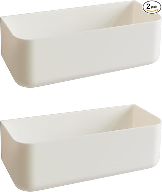 Adhesive Plastic Floating Shelf Stick on Wall Mounted Shower Caddy Shower Organizer for Bathroom Kitchen Bedside Extra Storage Needed (2pcs Tall)