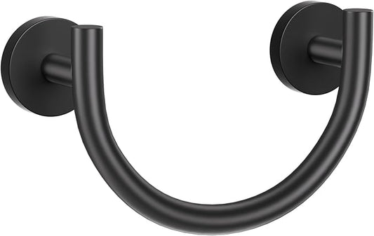 TNOMS Black Smiley Face Towel Ring Bathroom Hand Towel Holder Stainless Steel Wall-Mounted Bathroom Hardware Accessories Towel Rack