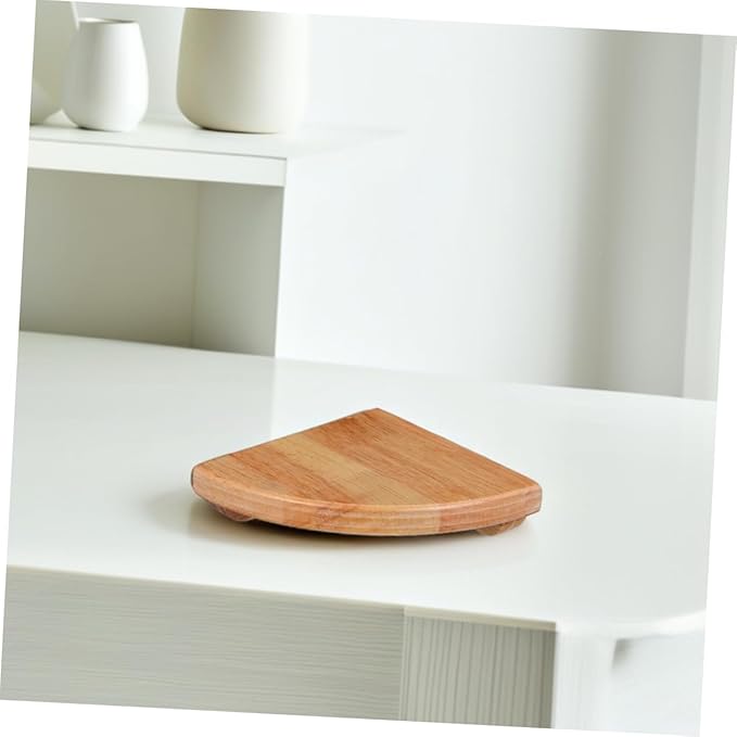ERINGOGO 6 Inch Radius Wooden Fan Partition Floating Corner Shelf Bathroom Wall Rack Decorative Wall Shelf
