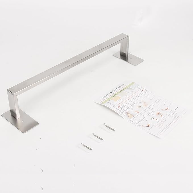 Bathroom Towel Bar Self Adhesive, No Drilling Towel Rack Easy to Install, Hand Towel Holder Made of Premium Stainless Steel Sticky on Hand Towel Hanger for Kitchen, Toilet.(24IN, Brushed)