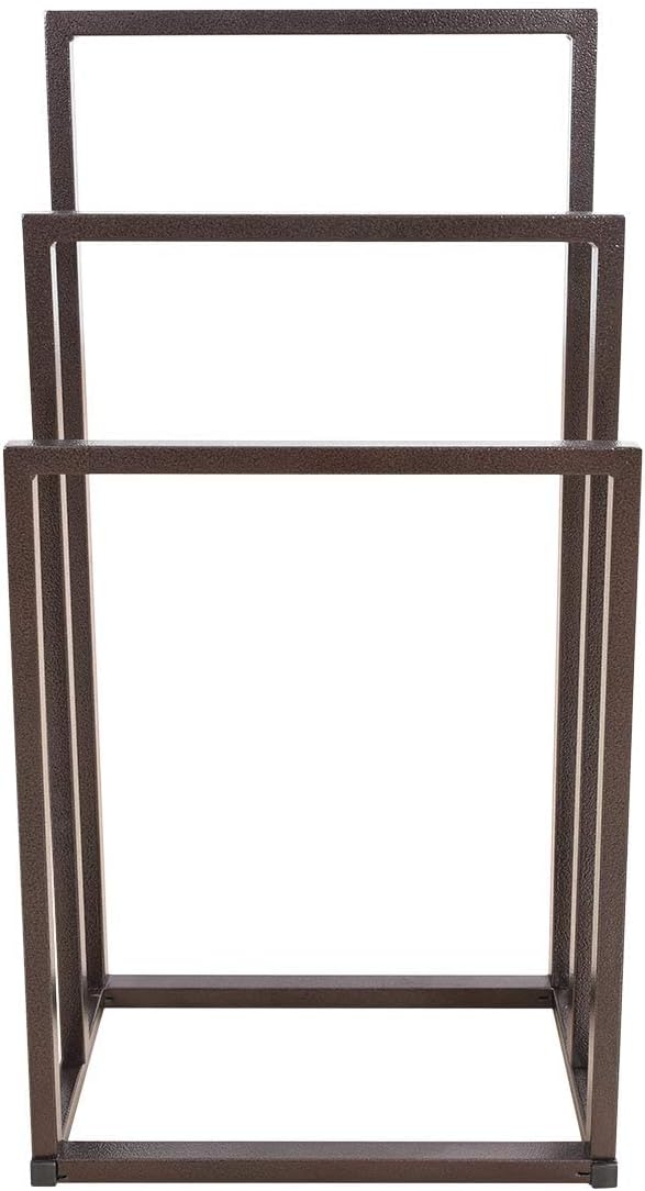 Metal Towel Racks Stand Bathroom freestanding Towel Racks for Bathroom Outdoor Towel Rack Standing Towel Rack 3 Bars Freestanding Drying Shelf Washcloths Holder Bronze