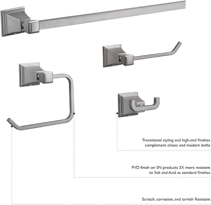 Design House 560466 Torino Classic Modern Wall Mount Towel Ring for Bathroom Kitchen Satin Nickel