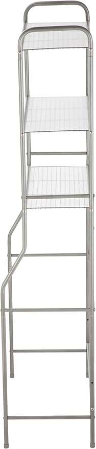 3-Tier Over The Toilet Storage Unit, Satin Nickel Steel Bathroom Organizer with Liners, Space-Saving Toilet Tank Shelf Stand for Bathroom, Kitchen, Laundry Room